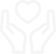two hands holding a cartoon heart, outlined image in white